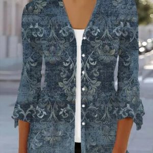 Women's Spring/Fall Outerwear Casual Ethnic Jersey Shawl Jacket, JustFashionNow Coats, color:Blue|size:XXL,