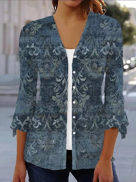 Women's Spring/Fall Outerwear Casual Ethnic Jersey Shawl Jacket, JustFashionNow Coats, color:Blue|size:XXL,