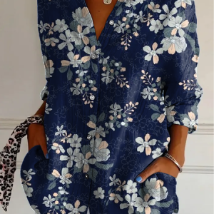 Floral long-sleeved shirt, Blouses, Lilicloth.com