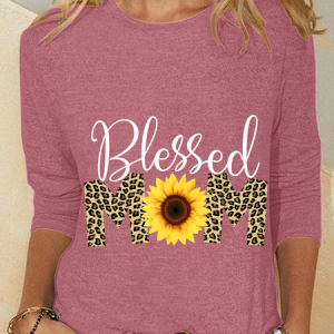 Blessed Mom Happy Mother's Day Casual Long Sleeve Shirt, Long sleeves, Lilicloth.com