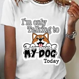 Women's Short Sleeve Tee T-shirt Summer Dog Jersey Crew Neck Holiday Going Out Casual Top, JustFashionNow T-Shirts, color:White|size:XXL,