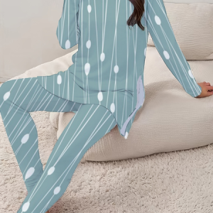 Women's Printing Striped Daily Going Out Two Piece Set Long Sleeve Casual Spring/Fall Top With Pants Matching Set, JustFashionNow Suit Set, color:Green|size:XXL,