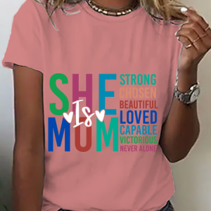 She Is Mom Retro Mother Blessed Mom Cotton T-Shirt, T-shirts, Lilicloth.com