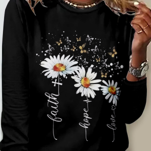 Women Floral Long Sleeve Tee T-shirt Crew Neck Casual Spring/Fall Top, JustFashionNow T-Shirts, color:Color3|size:5XL,