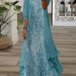Women's Floral Printing Two-Piece Set Daily Three Quarter Sleeve Casual Spring/Fall Coat With Skirt Matching Set, JustFashionNow Suit Set, color:As Picture|size:XXL,