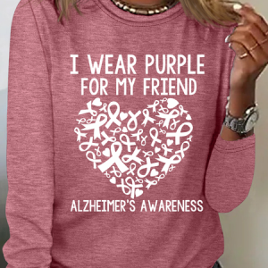 I Wear Purple Friend Alzheimer Casual Long Sleeve Shirt, Long sleeves, Lilicloth.com