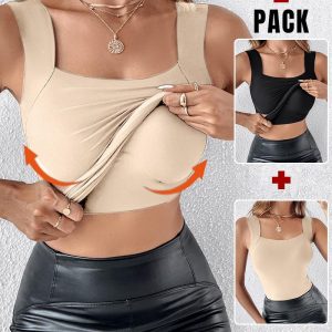 ChicMe ContourX 2 Piece U Neck Shapewear Built-in Bra Tank High Strechy Sleeveless Slim Fit Tops Camisole, women Tanks & Crop Tops, ChicMe catalog