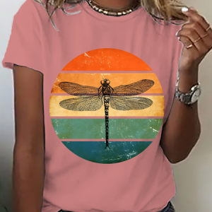Vintage Dragonfly Cotton T-Shirt, T-shirts, Lilicloth.com