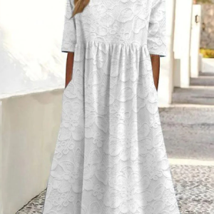 Women Floral Short Sleeve Summer Dress Crew Neck Daily Casual Maxi A-Line Dress, JustFashionNow Dresses, color:As Picture|size:4XL,