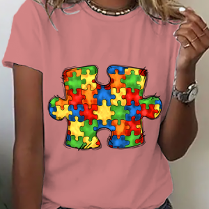 Autism Awareness Puzzle Cotton T-Shirt, T-shirts, Lilicloth.com