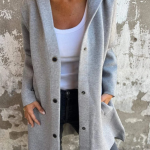 Women's Spring/Fall Outerwear Casual Plain Long Sleeve Hoodie Jacket, JustFashionNow Jackets, color:Gray|size:5XL,