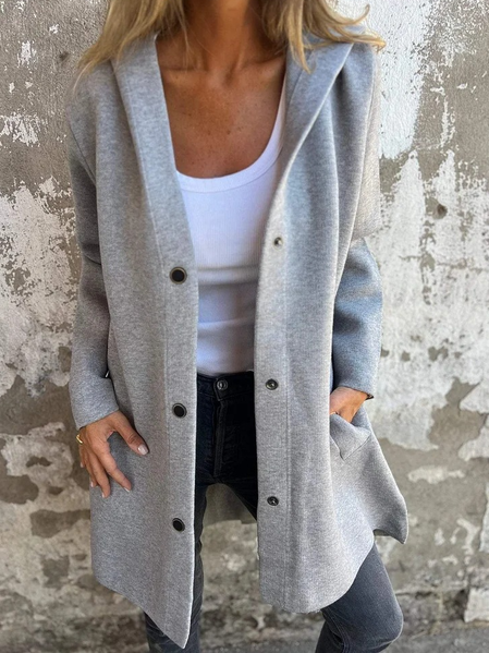 Women's Spring/Fall Outerwear Casual Plain Long Sleeve Hoodie Jacket, JustFashionNow Jackets, color:Gray|size:5XL,