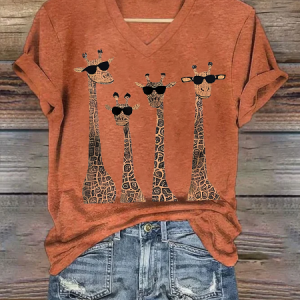 Funny Deer Casual Deer Cotton-Blend T-Shirt, T-shirts, Lilicloth.com