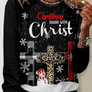 Women's Long Sleeve Tee T-shirt Spring/Fall Christmas Jersey Crew Neck Daily Going Out Casual Top, JustFashionNow T-Shirts, color:Color3|size:5XL,