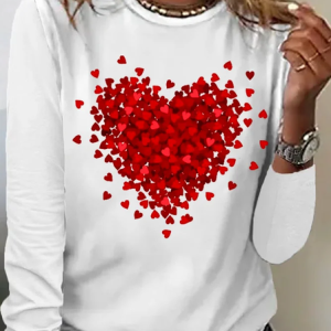 Women's Long Sleeve Tee T-shirt Spring/Fall Valentine's Day Crew Neck Vintage Top, JustFashionNow T-Shirts, color:As Picture|size:XXL,