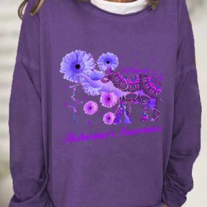 Alzheimer's Awareness Remember For You Ethnic Elephant Casual Sweatshirt, Hoodies&Sweatshirts, Lilicloth.com