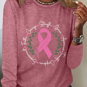 Awareness Ribbon Breast Cancer Long Sleeve Shirt, Long sleeves, Lilicloth.com