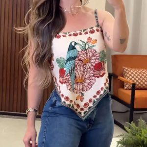 Floral Print Spaghetti Strap Bandeau Tied Detail Tank Sexy Backless Vacation Top, women Tanks & Crop Tops, ChicMe catalog