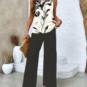 Women's Floral Spring Print Casual Tank Tops Two-Piece Set, Two-pieces, Lilicloth.com