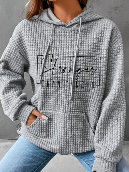 Stronger Than Cancer Breast Cancer Simple Loose Hoodie, Hoodies&Sweatshirts, Lilicloth.com
