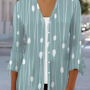 Women's Spring/Fall Cover-up Casual Striped Printing Lightweight Cardigan, JustFashionNow Coats, color:Green|size:XXL,