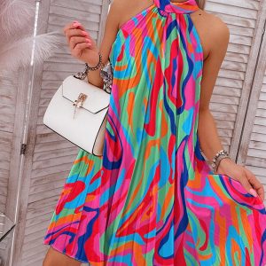 Abstract Print Sleeveless Pleated Casual Dress, women Casual Dresses, ChicMe catalog