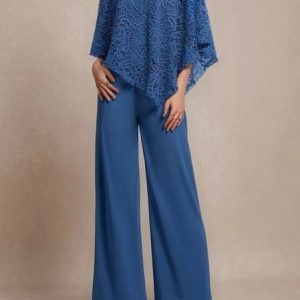 Women's Plain Party Going Out Two Piece Set Long Sleeve Elegant Spring/Fall Matching Set, JustFashionNow Suit Set, color:Deep Blue|size:XXL,