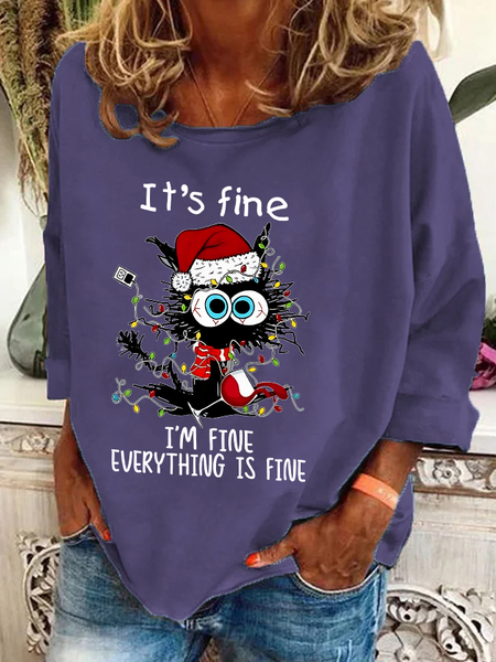 Women's Crew Neck Christmas Casual Spring/Fall Long Sleeve Sweatshirt, JustFashionNow Sweatshirts & Hoodies, color:Deep Purple|size:3XL,