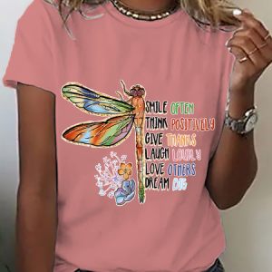 Dragonfly Motivational Inspirational Positive Quotes Cotton T-Shirt, T-shirts, Lilicloth.com
