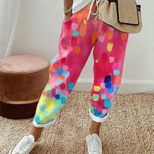 Women's Polka Dots Ankle Pants Pant Casual Spring/Fall Trousers, JustFashionNow Pants, color:As Picture|size:4XL,