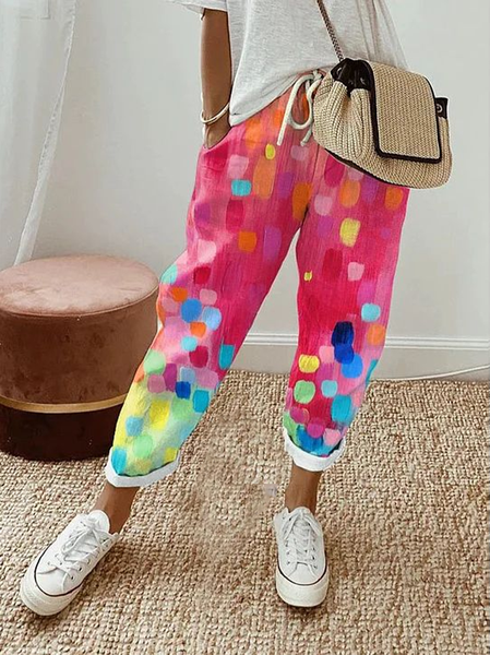 Women's Polka Dots Ankle Pants Pant Casual Spring/Fall Trousers, JustFashionNow Pants, color:As Picture|size:4XL,