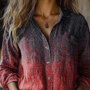 Women's Vintage Ethnic Floral Print Casual Long Sleeve Comfort Shirt, Blouses, Lilicloth.com