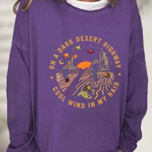 On A Dark Desert Highway Cool Wind In My Hair Casual Sweatshirt, Hoodies&Sweatshirts, Lilicloth.com
