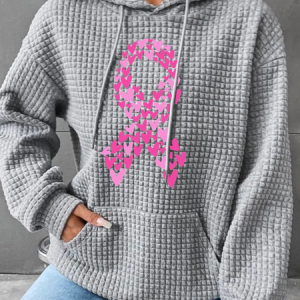 Breast Cancer Awareness Simple Loose Hoodie, Hoodies&Sweatshirts, Lilicloth.com