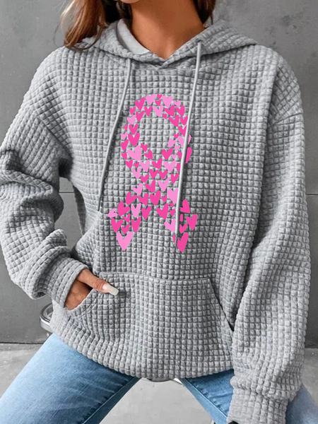 Breast Cancer Awareness Simple Loose Hoodie, Hoodies&Sweatshirts, Lilicloth.com
