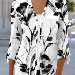 Women's Spring/Fall Cover-up Casual Floral Printing Lightweight Cardigan, JustFashionNow Coats, color:White|size:XXL,