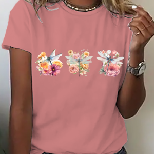Dragonflies Wildflowers Cotton T-Shirt, T-shirts, Lilicloth.com