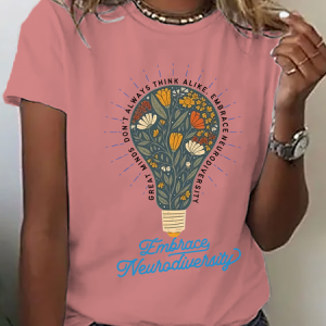 Trendy Autism Floral Neurodiversity Cotton T-Shirt, T-shirts, Lilicloth.com
