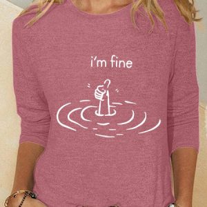 I'm Fine Casual Long Sleeve Shirt, Long sleeves, Lilicloth.com