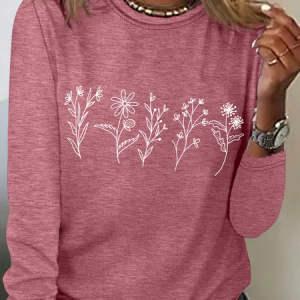 Wildflower Casual Long Sleeve Shirt, Long sleeves, Lilicloth.com