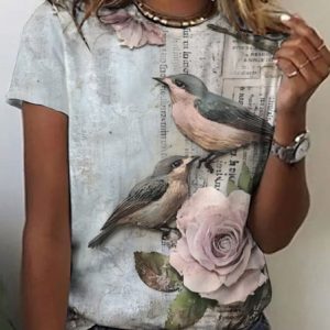 Casual Crew Neck Shirt, T-shirts, Lilicloth.com