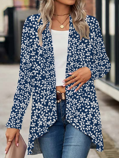 Women's Floral Spring/Fall Cover-up Casual Printing Lightweight Cardigan, JustFashionNow Cardigans, color:Purplish blue|size:XXL,