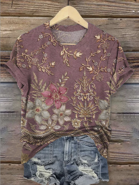 Casual Regular Fit Cotton T-Shirt, T-shirts, Lilicloth.com