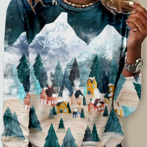 Women's Long Sleeve Tee T-shirt Spring/Fall Ethnic Jersey Crew Neck Daily Going Out Casual Top, JustFashionNow T-Shirts, color:Green|size:4XL,