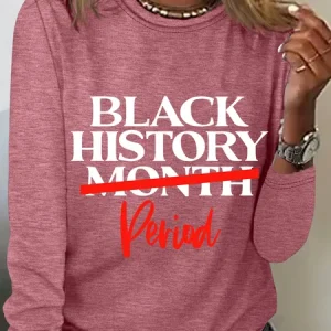 Black History Month Period Casual Long Sleeve Shirt, Long sleeves, Lilicloth.com