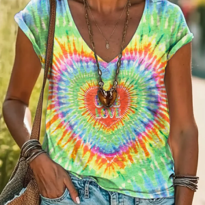 Women's Tie Dye Love Print Casual Spring T-Shirt, T-shirts, Lilicloth.com