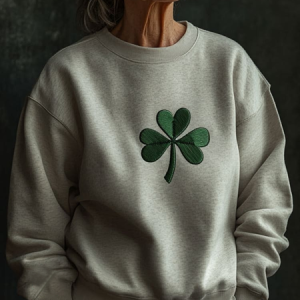 Women's St Patrick's Day Floral Shamrock Printing Casual Spring/Fall Long Sleeve Sweatshirt, JustFashionNow Sweatshirts & Hoodies, color:Gray|size:XXL,