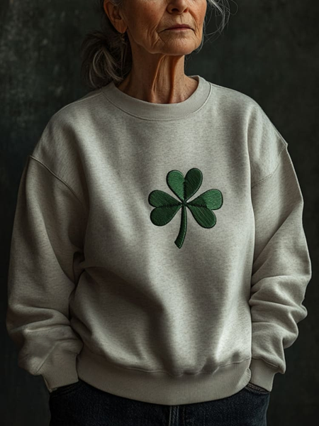 Women's St Patrick's Day Floral Shamrock Printing Casual Spring/Fall Long Sleeve Sweatshirt, JustFashionNow Sweatshirts & Hoodies, color:Gray|size:XXL,