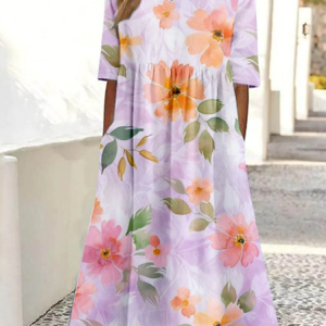 Floral Casual Loose Dress With No, Dresses, Lilicloth.com