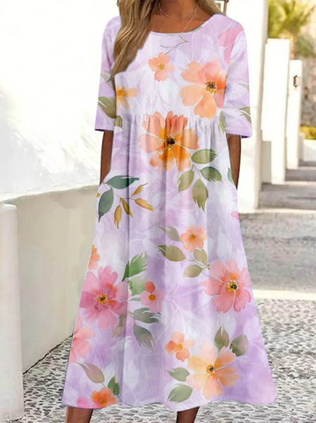 Floral Casual Loose Dress With No, Dresses, Lilicloth.com